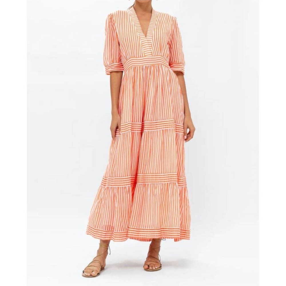 Oliphant V-NECK CUFFED MAXI- PLAYA CORAL-NWOT Size Small